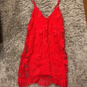 Red lace dress
